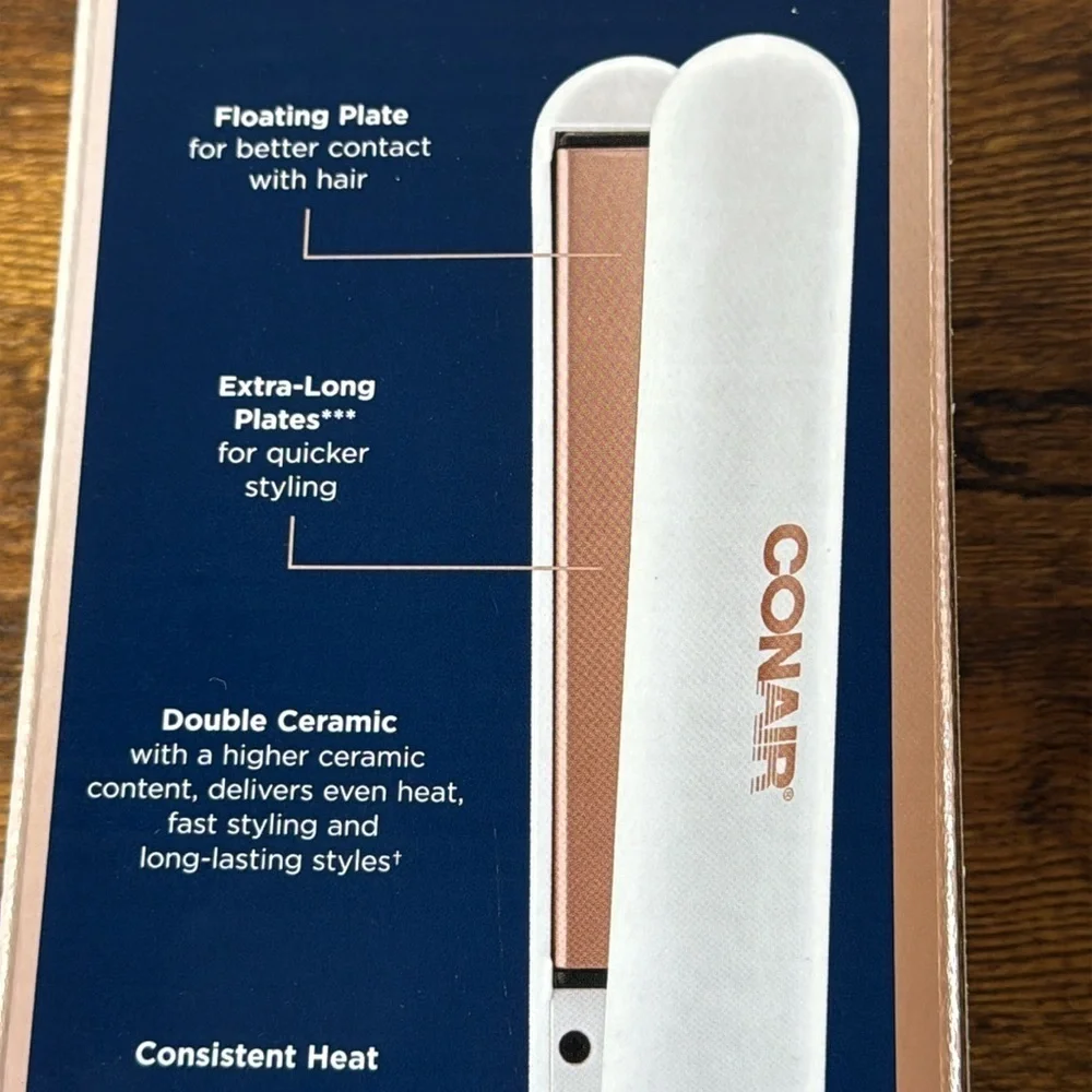 Conair White Hair Straightener - Double Ceramic Flat Iron